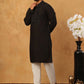 Silk Blend Embroidered Kurta Pyjama Set for Men (65KP 5399 Black ) [FF] [B-1-2]