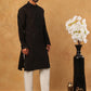 Silk Blend Embroidered Kurta Pyjama Set for Men (65KP 5399 Black ) [FF] [B-1-2]