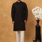 Silk Blend Embroidered Kurta Pyjama Set for Men (65KP 5399 Black ) [FF] [B-1-2]