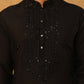 Silk Blend Embroidered Kurta Pyjama Set for Men (65KP 5399 Black ) [FF] [B-1-2]