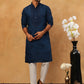 Silk Blend Embroidered Kurta Pyjama Set for Men (65KP 5399 Royal ) [FF] [B-1-2]