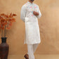 Silk Blend Embroidered Kurta Pyjama (65KP 5400 White ) [FF] [B-1-2]
