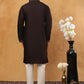 Men’s Silk Blend Embroidered Kurta Pyjama (65KP 5403 Coffee ) [FF] [B-1-2]