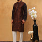 Men’s Silk Blend Embroidered Kurta Pyjama (65KP 5403 Coffee ) [FF] [B-1-2]