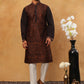 Men’s Silk Blend Embroidered Kurta Pyjama (65KP 5403 Coffee ) [FF] [B-1-2]
