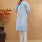 Men’s Cotton Blend Printed Kurta Pyjama (65KP 5404 Blue ) [FF] [B-1-2]