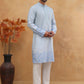 Men’s Cotton Blend Printed Kurta Pyjama (65KP 5404 Blue ) [FF] [B-1-2]