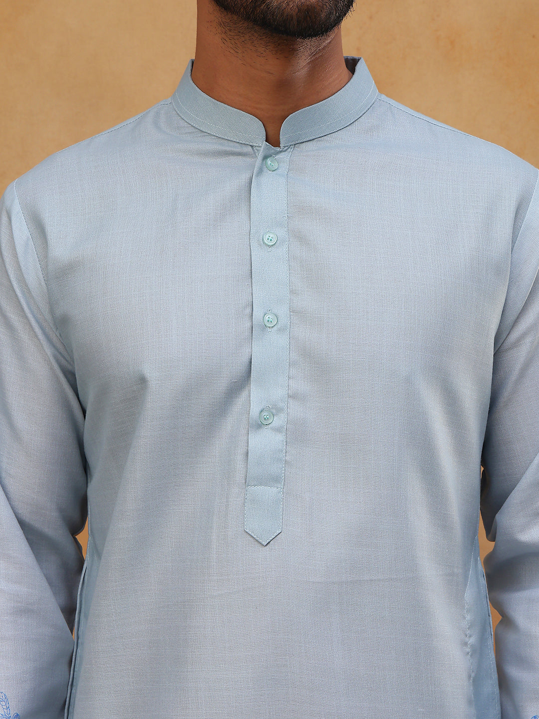 Men’s Cotton Blend Printed Kurta Pyjama (65KP 5404 Blue ) [FF] [B-1-2]