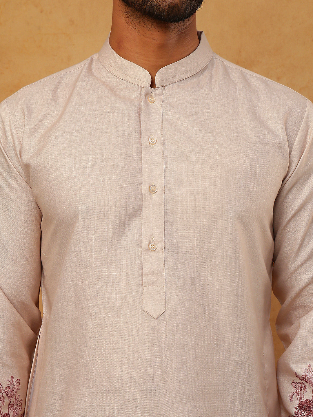 Men’s Cotton Blend Printed Kurta Pyjama (65KP 5404 Peach ) [FF] [B-1-2]
