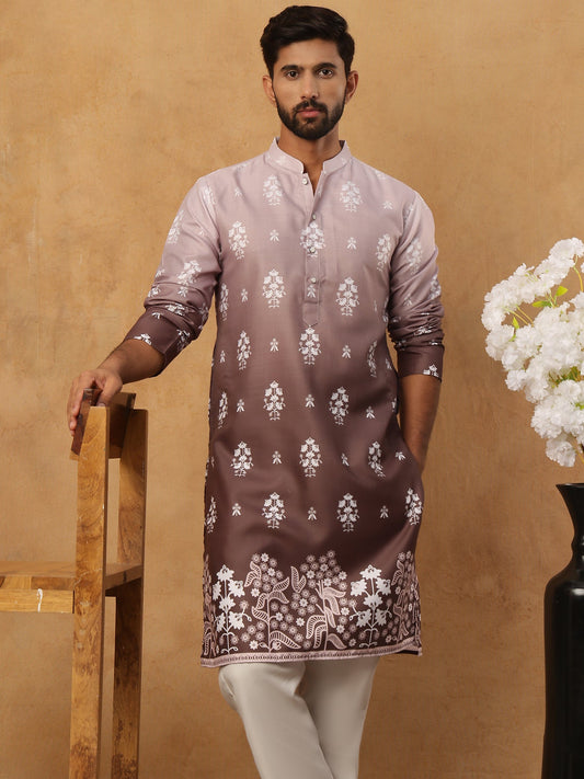 Printed Cotton Blend Kurta Pyjama Set (65KP 5405 Grey ) [FF] [P-8-7]