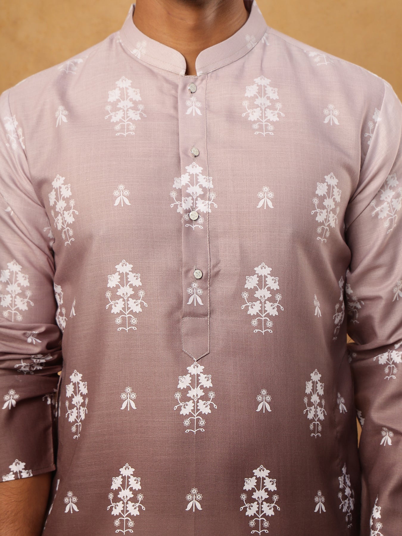 Printed Cotton Blend Kurta Pyjama Set (65KP 5405 Grey ) [FF] [P-8-7]