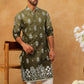 Printed Cotton Blend Kurta Pyjama Set (65KP 5405 Olive ) [FF] [P-8-7]