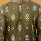 Printed Cotton Blend Kurta Pyjama Set (65KP 5405 Olive ) [FF] [P-8-7]
