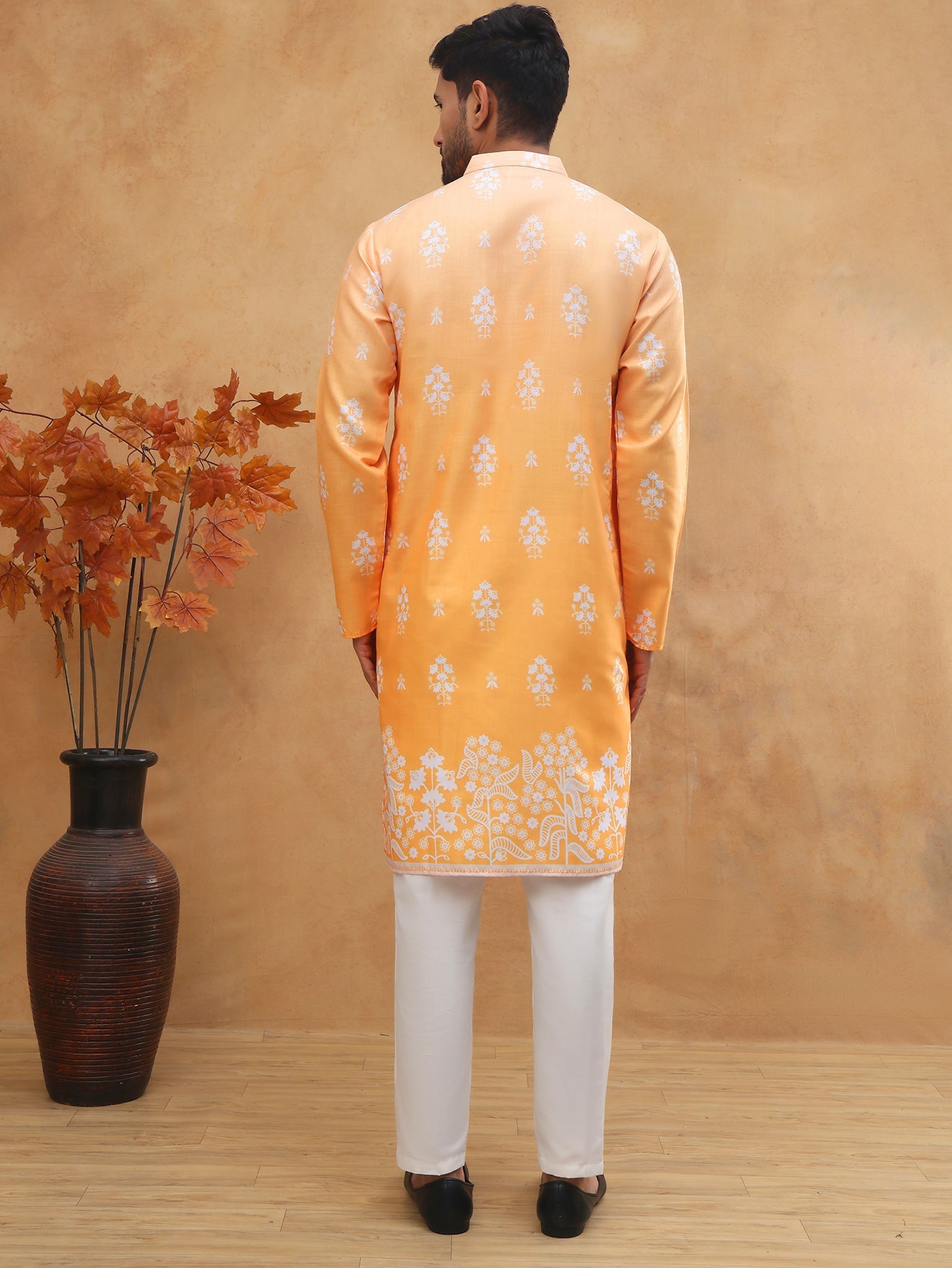 Printed Cotton Blend Kurta Pyjama Set (65KP 5405 Orange ) [FF] [P-8-7]