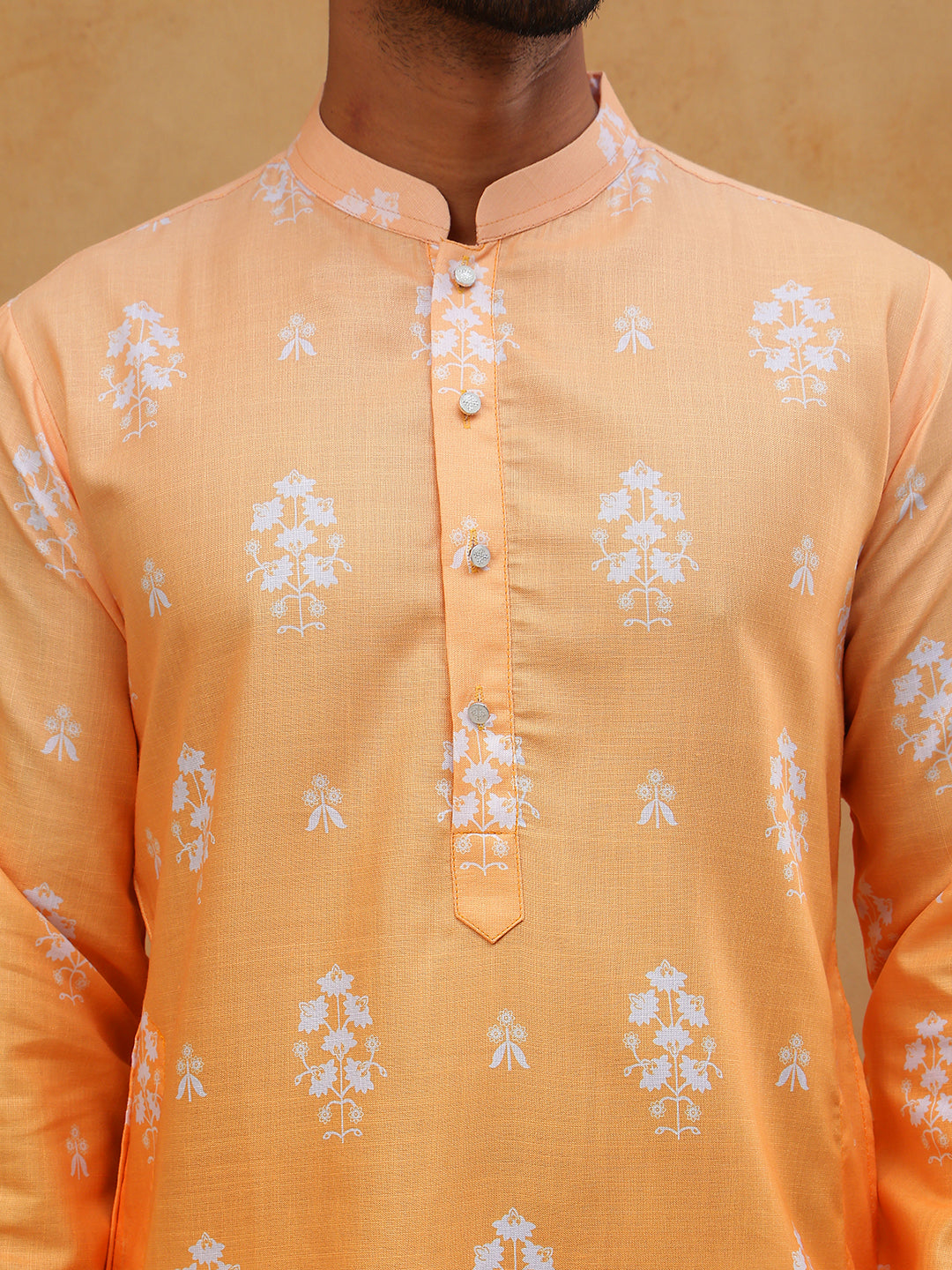 Printed Cotton Blend Kurta Pyjama Set (65KP 5405 Orange ) [FF] [P-8-7]