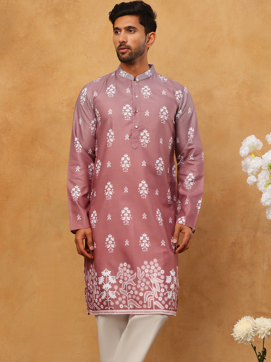 Printed Cotton Blend Kurta Pyjama Set (65KP 5405 Pink ) [FF] [P-8-7]