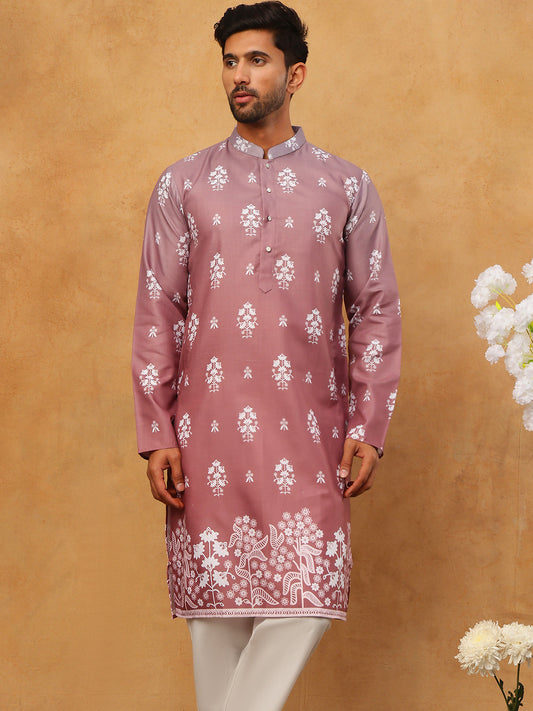 Printed Cotton Blend Kurta Pyjama Set (65KP 5405 Pink ) [FF] [P-8-7]