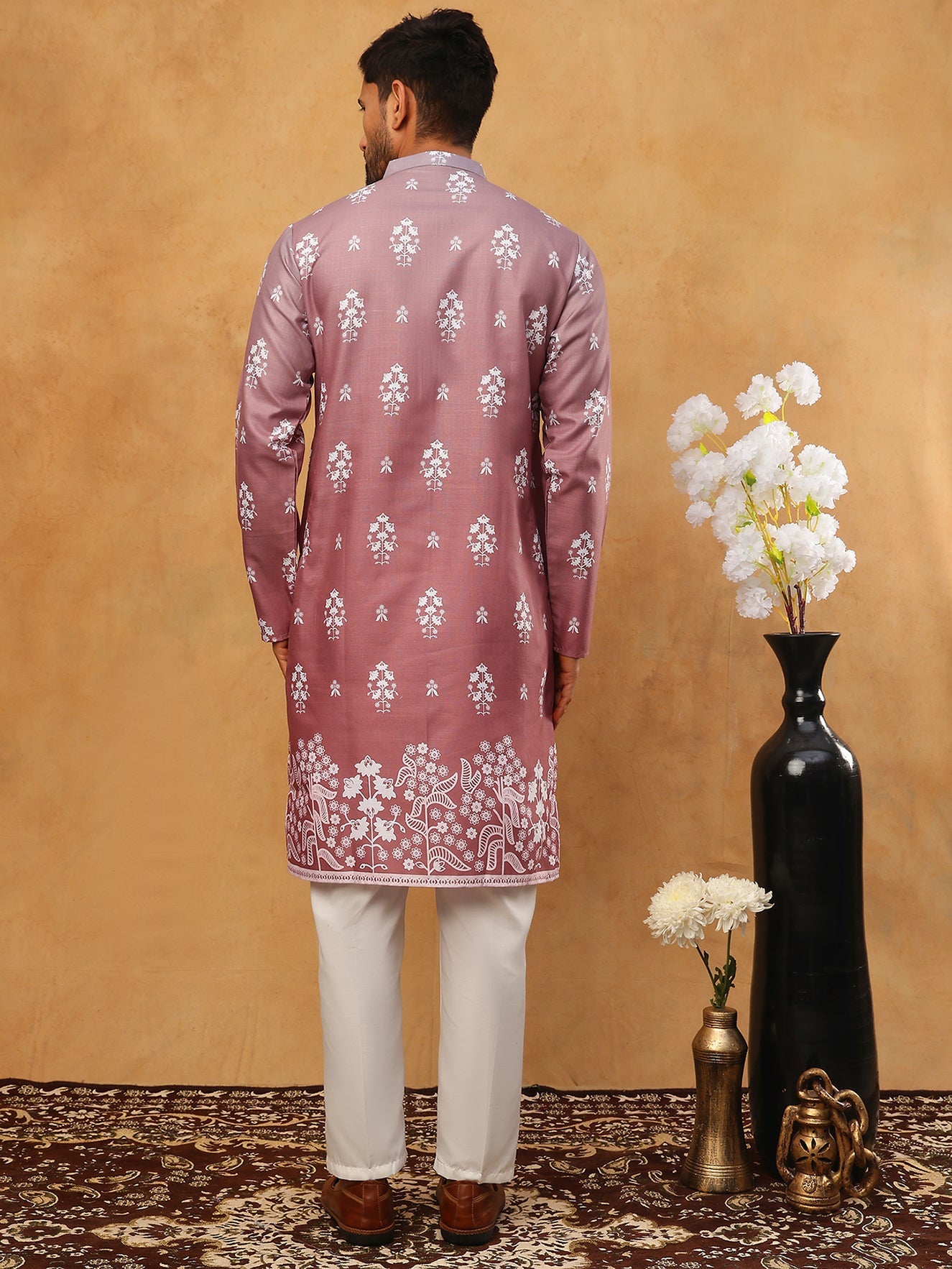 Printed Cotton Blend Kurta Pyjama Set (65KP 5405 Pink ) [FF] [P-8-7]