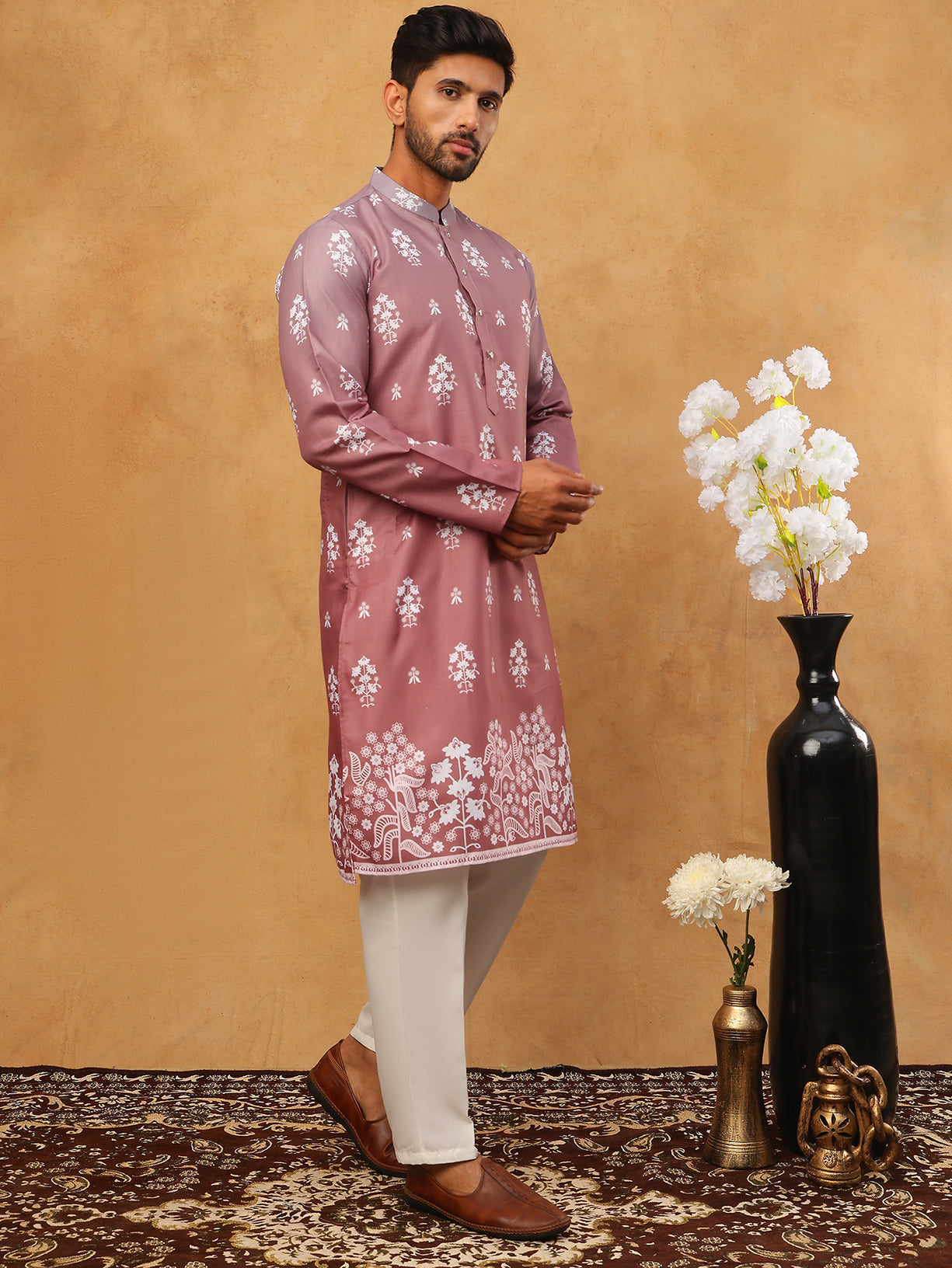 Printed Cotton Blend Kurta Pyjama Set (65KP 5405 Pink ) [FF] [P-8-7]