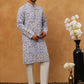 Printed & Embroidered Kurta Pyjama Set (65KP 5406 Blue ) [FF] [G-8]