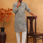 Printed & Embroidered Kurta Pyjama Set (65KP 5406 Olive ) [FF] [G-8]