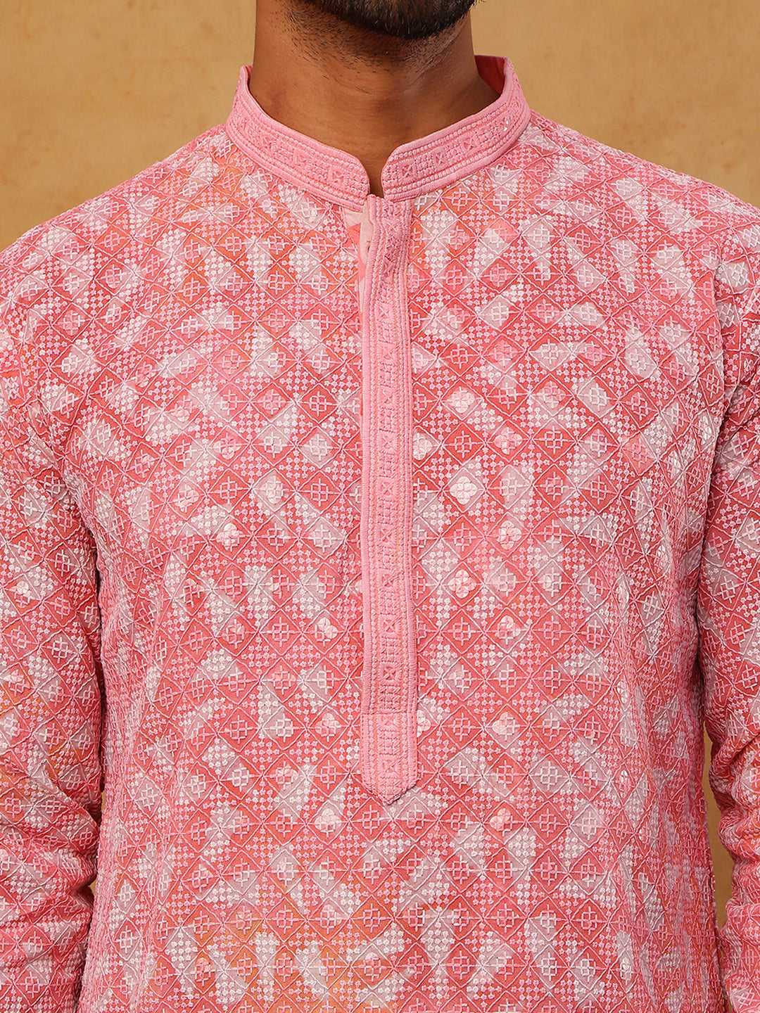 Printed & Embroidered Kurta Pyjama Set (65KP 5406 Pink ) [FF] [G-8]