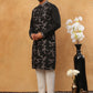 Embroidered Silk Blend Kurta Pyjama Set (65KP 5407 Black ) [FF] [D-1]