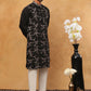 Embroidered Silk Blend Kurta Pyjama Set (65KP 5407 Black ) [FF] [D-1]