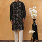 Embroidered Silk Blend Kurta Pyjama Set (65KP 5407 Black ) [FF] [D-1]