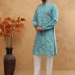 Embroidered Silk Blend Kurta Pyjama Set (65KP 5407 Sky ) [FF] [D-1]