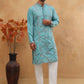 Embroidered Silk Blend Kurta Pyjama Set (65KP 5407 Sky ) [FF] [D-1]