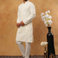 Men’s Ethnic Cotton Embroidered Kurta Pyjama (65KP 5408 White ) [FF] [P-17-18]