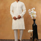 Men’s Ethnic Cotton Embroidered Kurta Pyjama (65KP 5408 White ) [FF] [P-17-18]