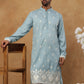 Traditional Silk Blend Embroidered Kurta Pyjama (65KP 5411 Blue ) [FF] [F-2-3]
