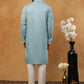 Traditional Silk Blend Embroidered Kurta Pyjama (65KP 5411 Blue ) [FF] [F-2-3]