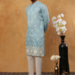 Traditional Silk Blend Embroidered Kurta Pyjama (65KP 5411 Blue ) [FF] [F-2-3]