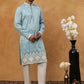 Traditional Silk Blend Embroidered Kurta Pyjama (65KP 5411 Blue ) [FF] [F-2-3]