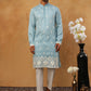 Traditional Silk Blend Embroidered Kurta Pyjama (65KP 5411 Blue ) [FF] [F-2-3]