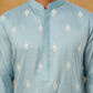 Traditional Silk Blend Embroidered Kurta Pyjama (65KP 5411 Blue ) [FF] [F-2-3]