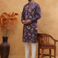 Men Silk Blend Kurta Pyjama with Embroidery (65KP 5412 Purple ) [FF] [F-3]