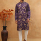 Men Silk Blend Kurta Pyjama with Embroidery (65KP 5412 Purple ) [FF] [F-3]