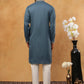 Men Silk Blend Kurta Pyjama with Embroidery (65KP 5412 Teal ) [FF] [F-3]