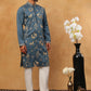 Men Silk Blend Kurta Pyjama with Embroidery (65KP 5412 Teal ) [FF] [F-3]