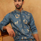Men Silk Blend Kurta Pyjama with Embroidery (65KP 5412 Teal ) [FF] [F-3]