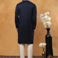 Men Silk Blend Embroidered Kurta Pyjama (65KP 5415 Navy ) [FF] [B-1-2]