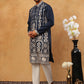 Men Silk Blend Embroidered Kurta Pyjama (65KP 5415 Navy ) [FF] [B-1-2]