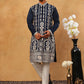 Men Silk Blend Embroidered Kurta Pyjama (65KP 5415 Navy ) [FF] [B-1-2]