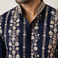 Men Silk Blend Embroidered Kurta Pyjama