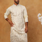 Men Silk Blend Embroidered Kurta Pyjama (65KP 5415 White ) [FF] [B-1-2]