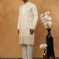 Men Silk Blend Embroidered Kurta Pyjama (65KP 5415 White ) [FF] [B-1-2]